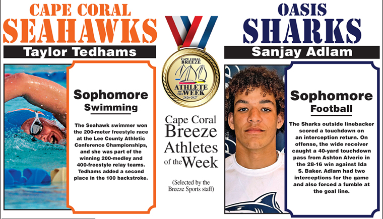 Taylor Tedhams and Sanjay Adlam Named Athletes of the Week